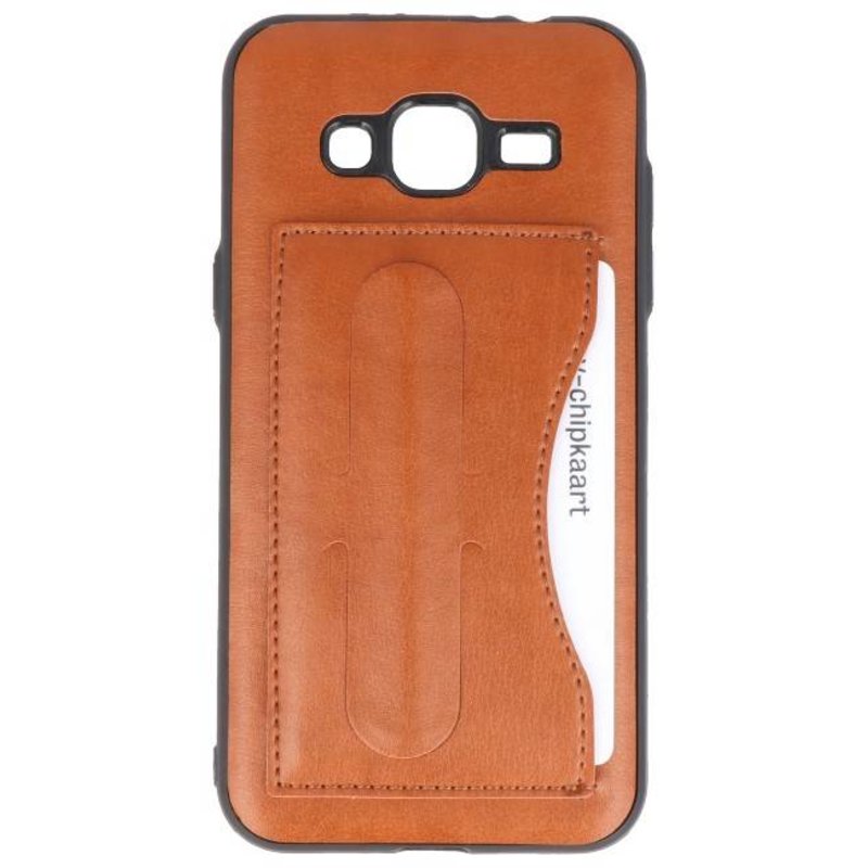 Standing TPU Wallet Case for Galaxy J3 / J3 2016 Brown