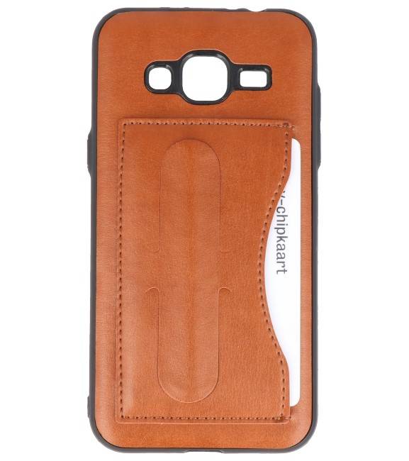 Standing TPU Wallet Case for Galaxy J3 / J3 2016 Brown