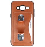 De pie caja de la carpeta de TPU para la galaxia J3 / J3 2016 Brown