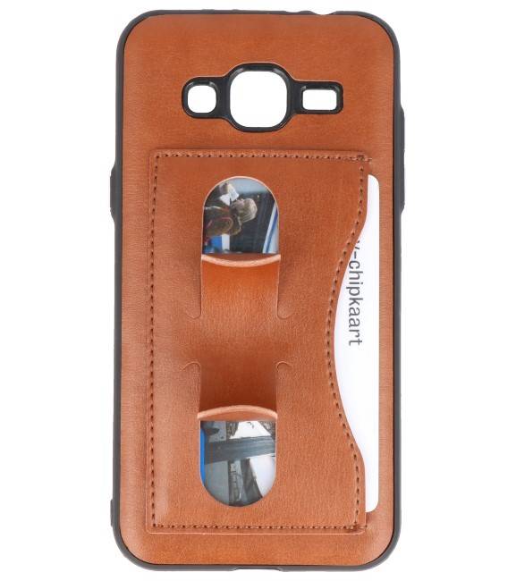 Stående TPU Wallet Taske til Galaxy J3 / J3 2016 Brown