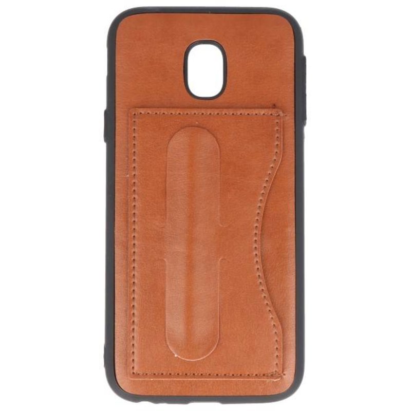 Debout étui portefeuille TPU pour Galaxy 2017 Brown J3