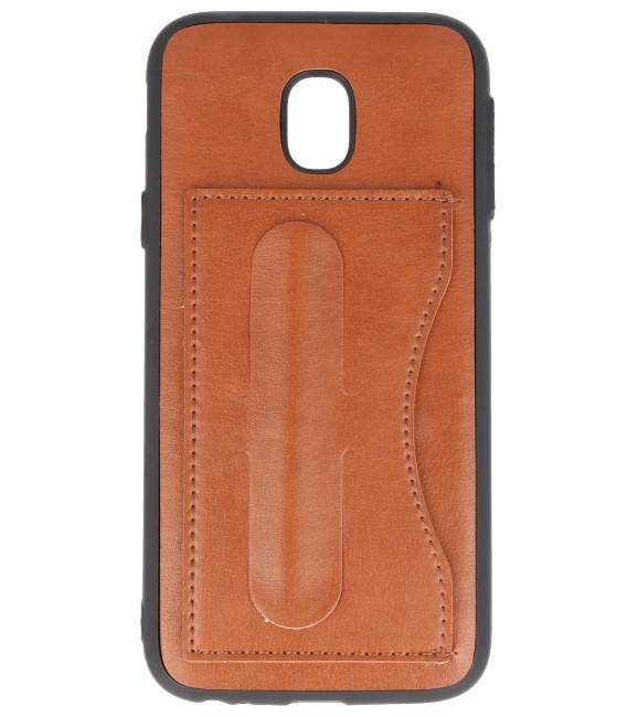 Standing TPU Wallet Case for Galaxy J3 2017 Brown