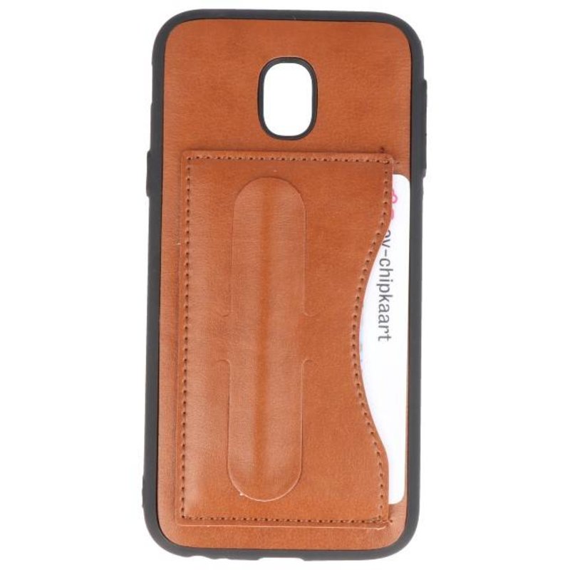 Stående TPU Wallet Taske til Galaxy J3 2017 Brown