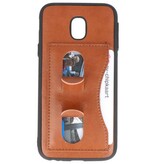 Debout étui portefeuille TPU pour Galaxy 2017 Brown J3