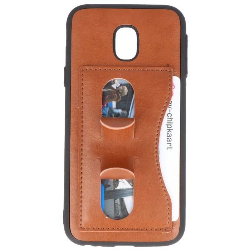 Debout étui portefeuille TPU pour Galaxy 2017 Brown J3