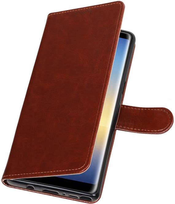 Galaxy Note 8 Wallet tilfælde bog typen tegnebog sag Brown