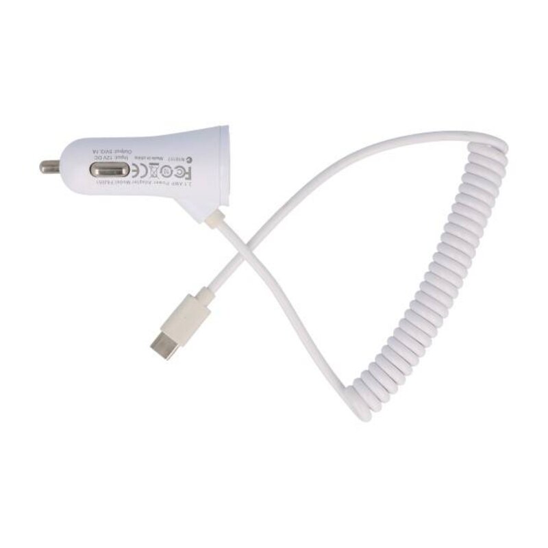 Kfz-Ladegerät mit 2 USB 3.1A-Anschlüssen für Typ-C-Handys