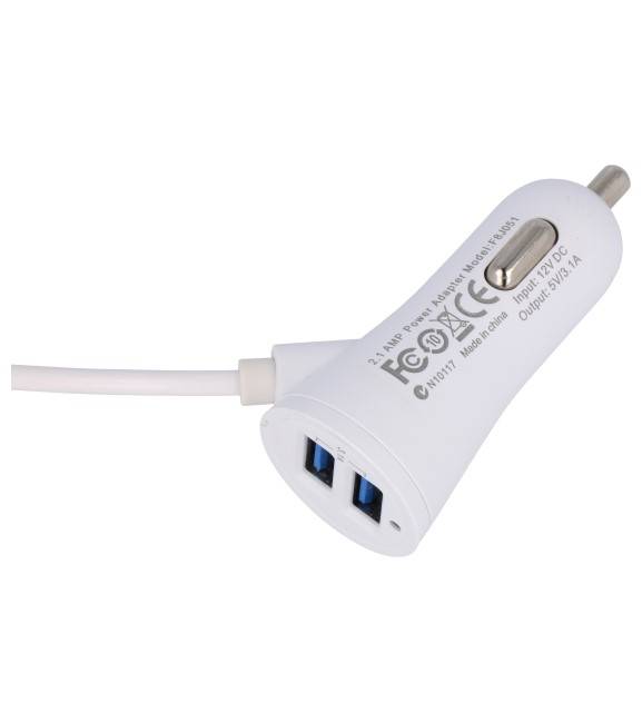 Autolader met 2 USB 3.1A voor TYPE C Telefoon