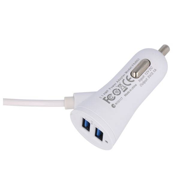 Car charger with 2 USB 3.1A for Micro Phone