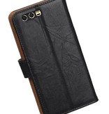 Washed Leather Bookstyle Case for Honor 9 Black