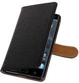 Washed Leather Bookstyle Case for Nokia 7 Black