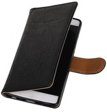 Vasket Læder Book Style Taske til Huawei P9 Lite Mini Sort