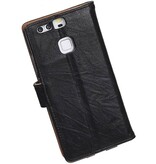 Lavé livre en cuir Style pour Huawei P9 Lite Mini Noir