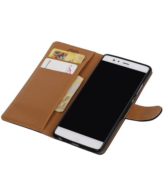 Washed Leather Bookstyle Case for Huawei P9 Lite mini Black