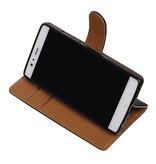 Washed Leer Bookstyle Hoes voor Huawei P9 Lite mini Zwart