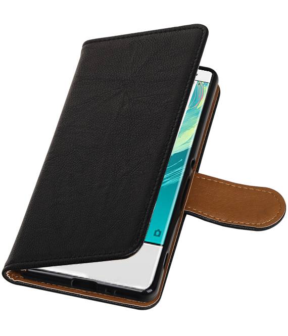 Washed Leather Bookstyle Case for Sony Xperia XA Black