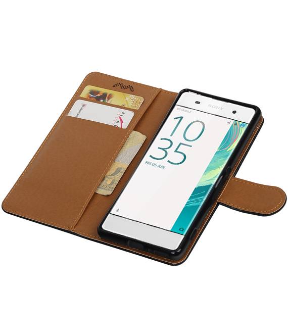 Washed Leather Bookstyle Case for Sony Xperia XA Black