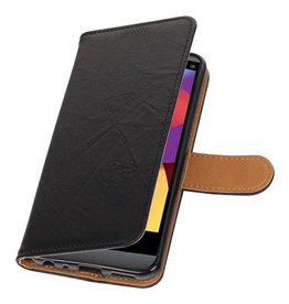 Case Lavé livre en cuir de style pour LG Q8 Noir