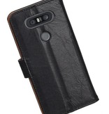 Washed Leather Bookstyle Case for LG Q8 Black