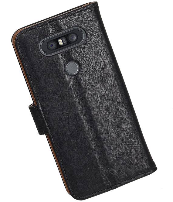 Case Lavé livre en cuir de style pour LG Q8 Noir