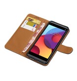 Vasket Læder Book Style Taske til LG Q8 Sort