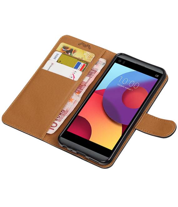 Washed Leather Bookstyle Case for LG Q8 Black