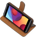 Case Lavé livre en cuir de style pour LG Q8 Noir