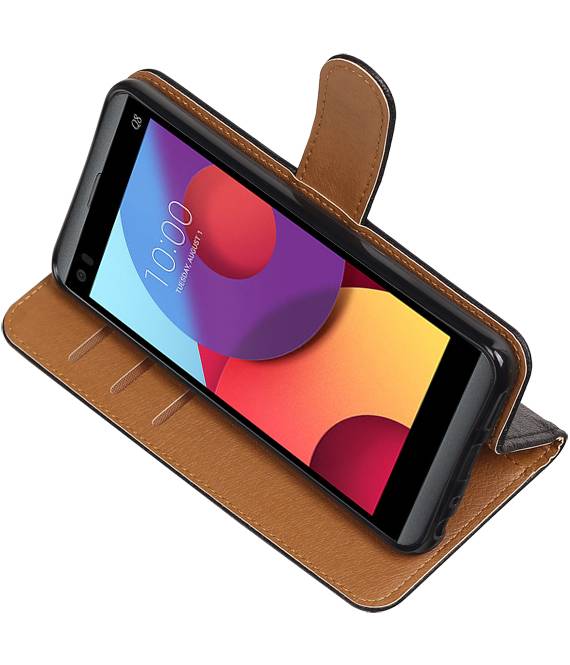 Case Lavé livre en cuir de style pour LG Q8 Noir