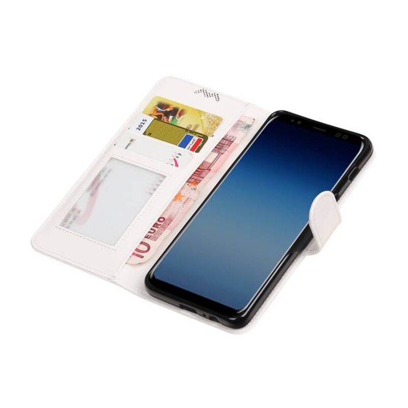 Galaxy A8 / A5 2018 caja de la carpeta caso de libros cartera blanca