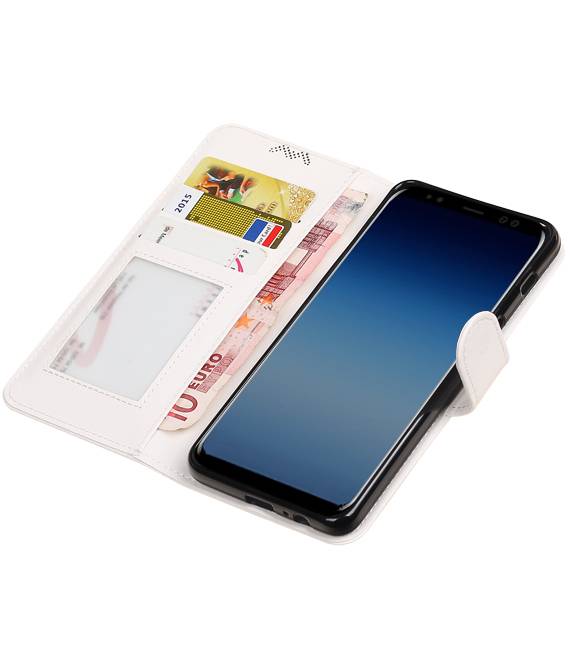 Galaxy A8 / A5 2018 caja de la carpeta caso de libros cartera blanca