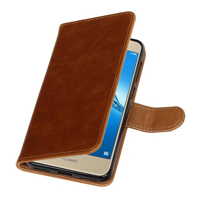 Huawei P9 Lite mini Portemonnee hoesje wallet case Bruin