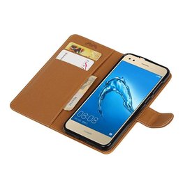Huawei P9 Lite mini Portemonnee hoesje wallet case Bruin
