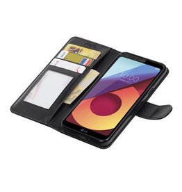 LG Q8 Monedero caso Booktype carpeta de la caja Negro