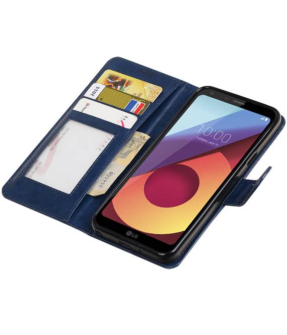 LG Q8 Wallet cas livre cas type portefeuille bleu foncé