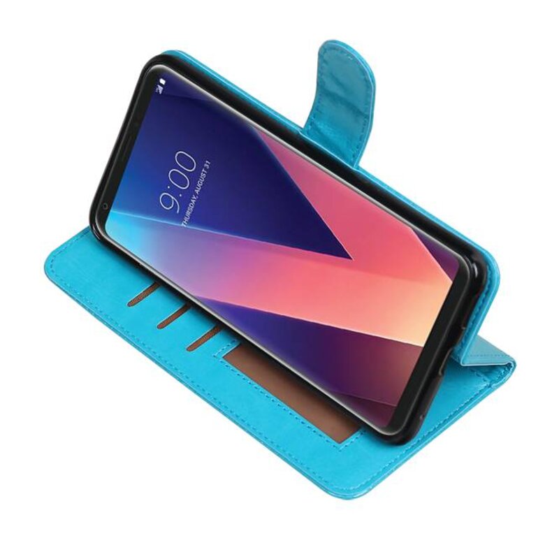 LG V30 Wallet tilfælde bog typen tegnebog tilfælde Turkis
