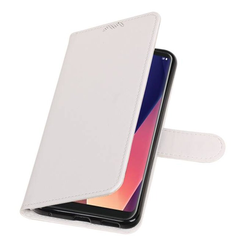 LG V30 caja de la carpeta caso de libros cartera blanca