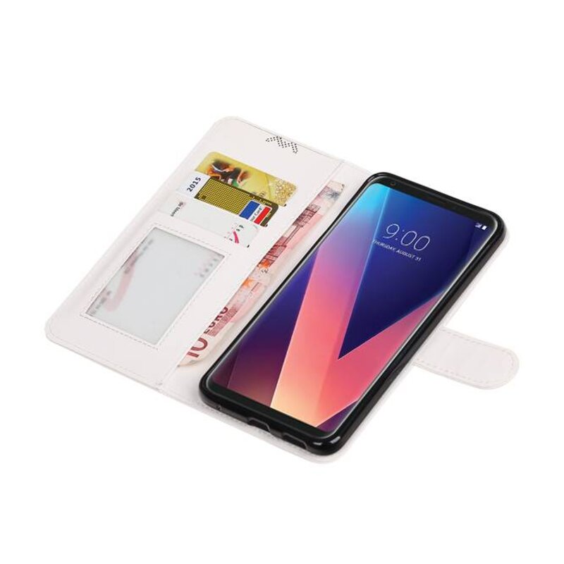 LG V30 cassa del raccoglitore caso Tipo di libri portafoglio Bianco