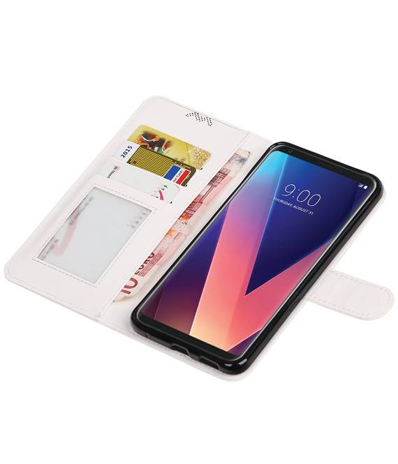 LG V30 caja de la carpeta caso de libros cartera blanca