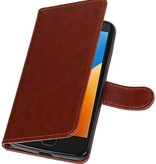 Moto E4 Wallet cas étui portefeuille type de livre Brown