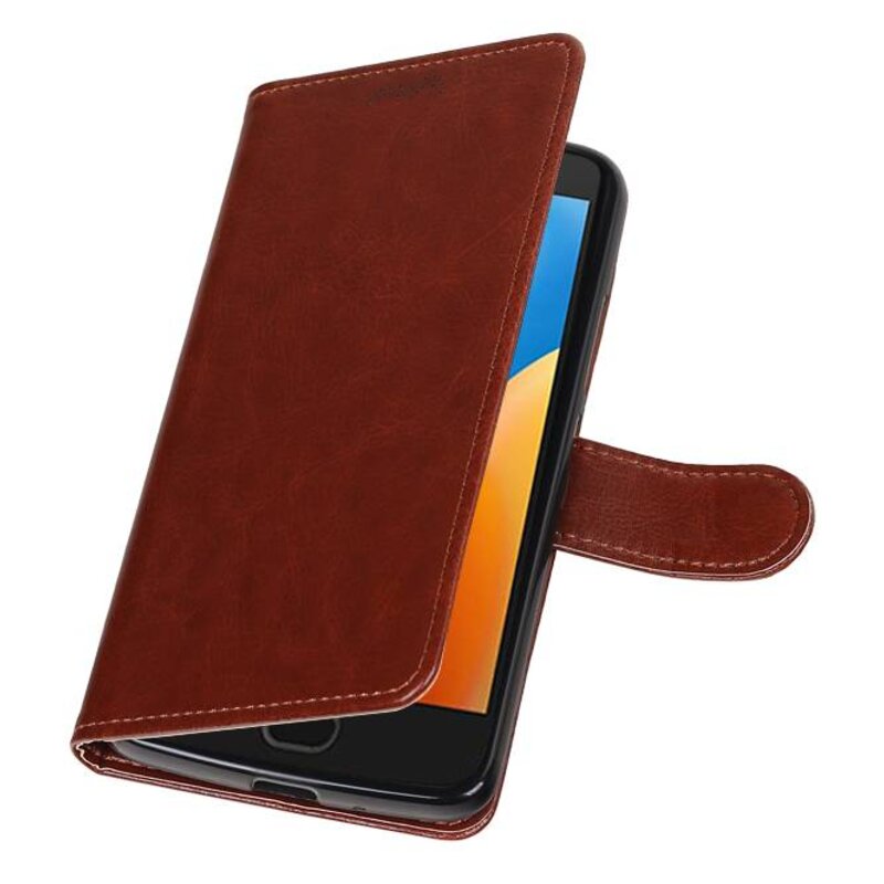 Moto E4 Wallet tilfælde bog typen tegnebog sag Brown