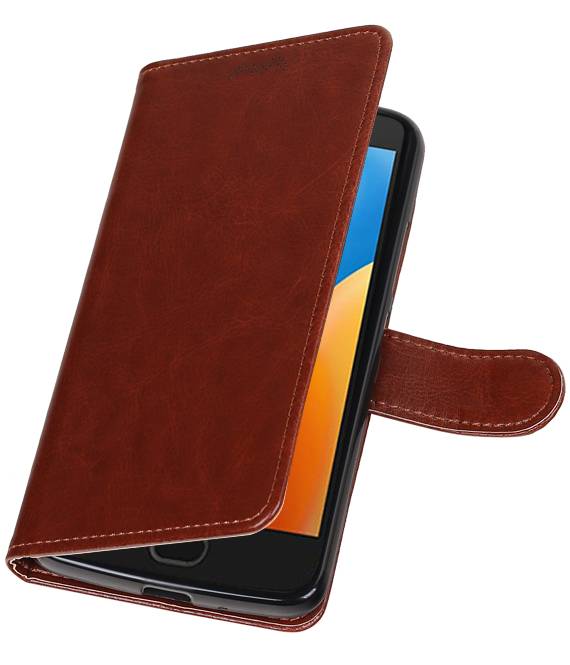 Moto E4 Portemonnee hoesje booktype wallet case Bruin