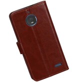 Moto E4 cassa del raccoglitore caso Tipo di libri Raccoglitore del Brown