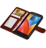 Moto E4 Wallet cas étui portefeuille type de livre Brown