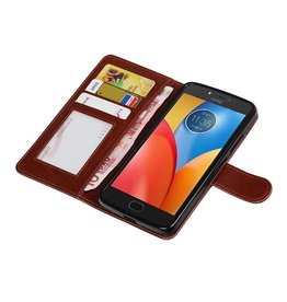 Moto E4 Wallet cas étui portefeuille type de livre Brown