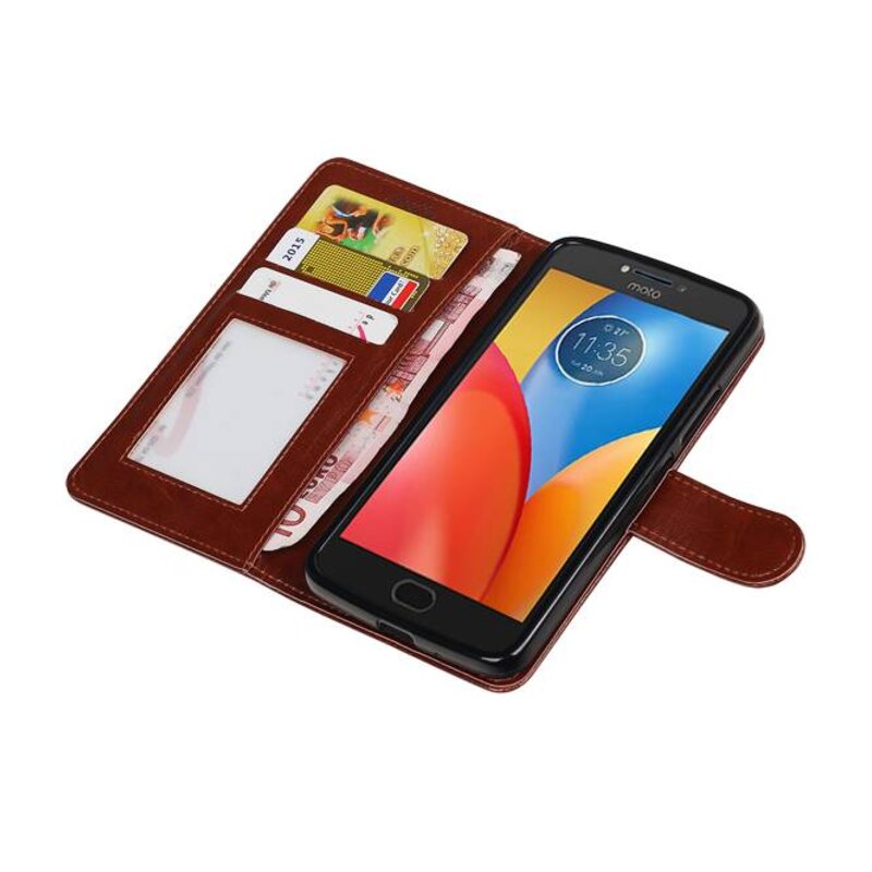 Moto E4 cassa del raccoglitore caso Tipo di libri Raccoglitore del Brown