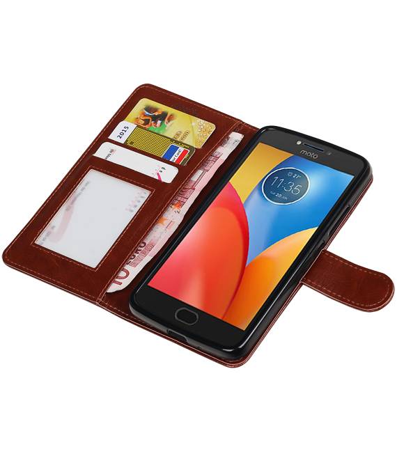 Moto E4 caja de la carpeta caso de libros Carpeta de Brown