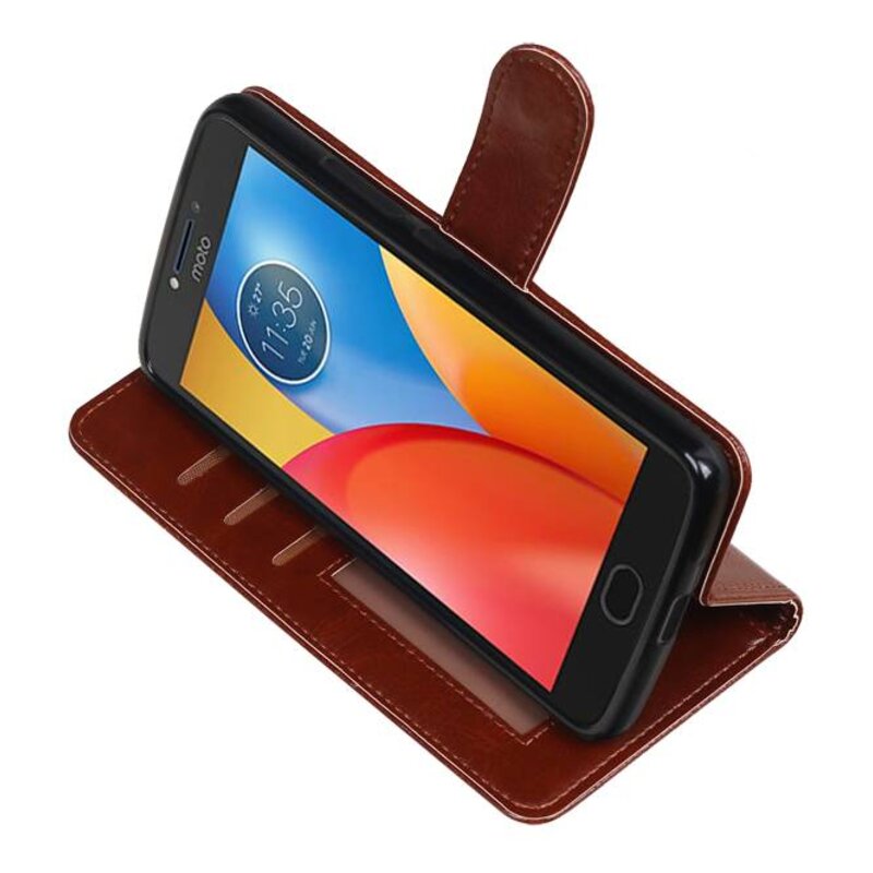 Moto E4 Wallet tilfælde bog typen tegnebog sag Brown