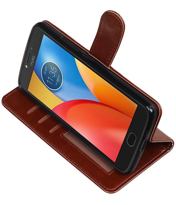Moto E4 Portemonnee hoesje booktype wallet case Bruin
