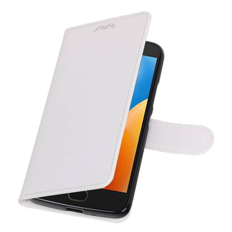Moto E4 Wallet tilfælde bog typen tegnebog sag Hvid