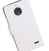 Moto E4 Wallet cas étui portefeuille de type livre blanc